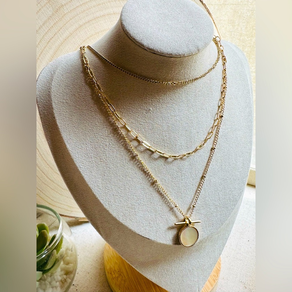 Madewell Gold Plated Three Chain Necklace